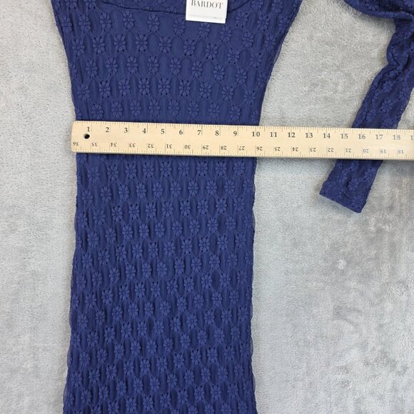 Bardot Dress Womens US 6 Navy Adoni Lace Midi Long Sleeve Floral Evening Formal - Picture 5 of 15